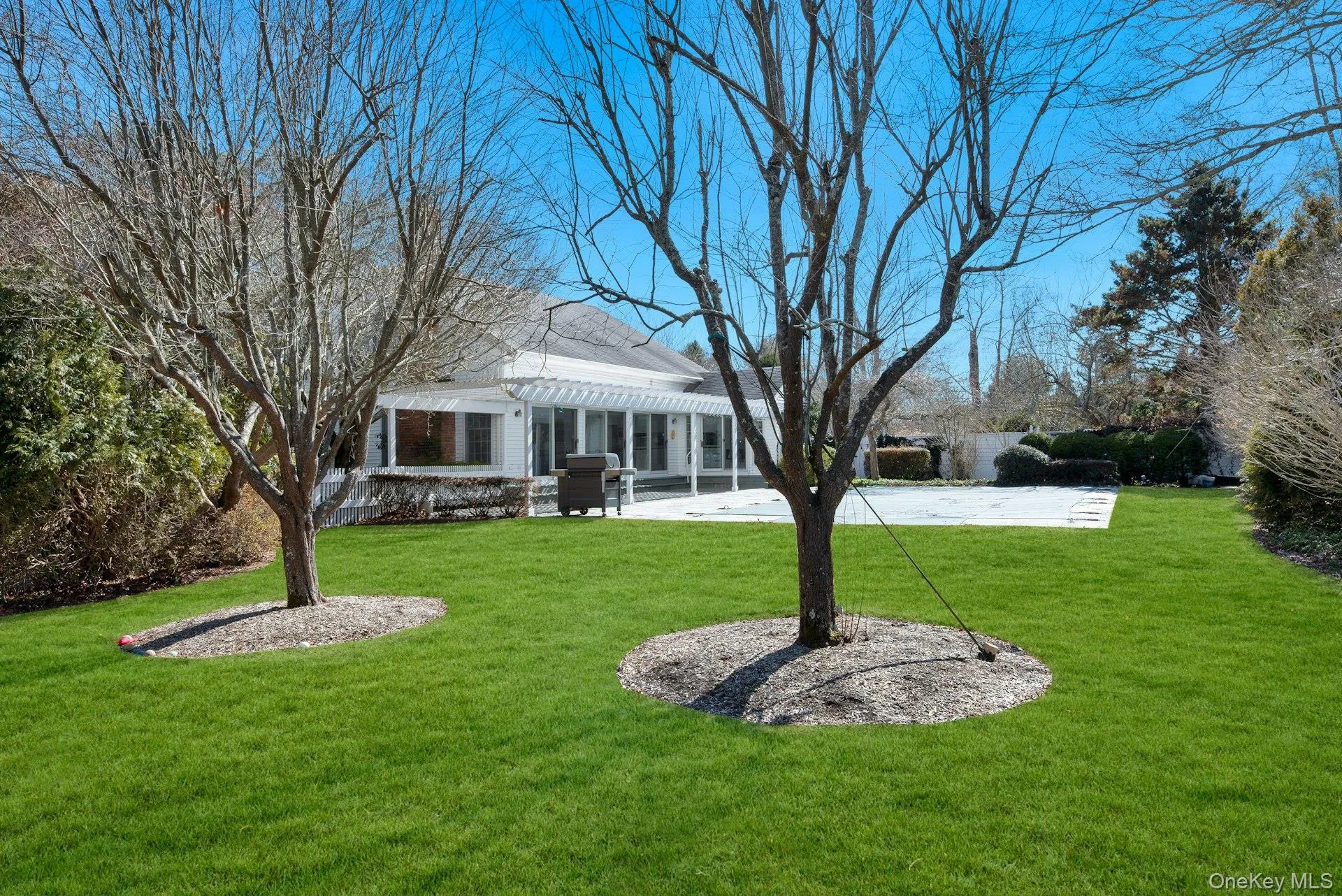View of yard from the rear of the backyard featuring a patio area and pergola View of yard from the rear of the backyard featuring a patio area and pergola