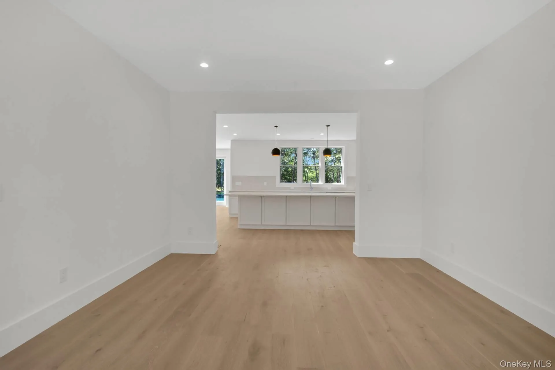 Empty room featuring light wood-type flooring and recessed lighting Empty room featuring light wood-type flooring and recessed lighting