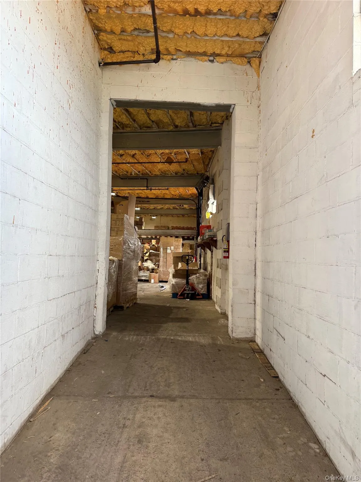 Hallway with concrete block wall Hallway with concrete block wall