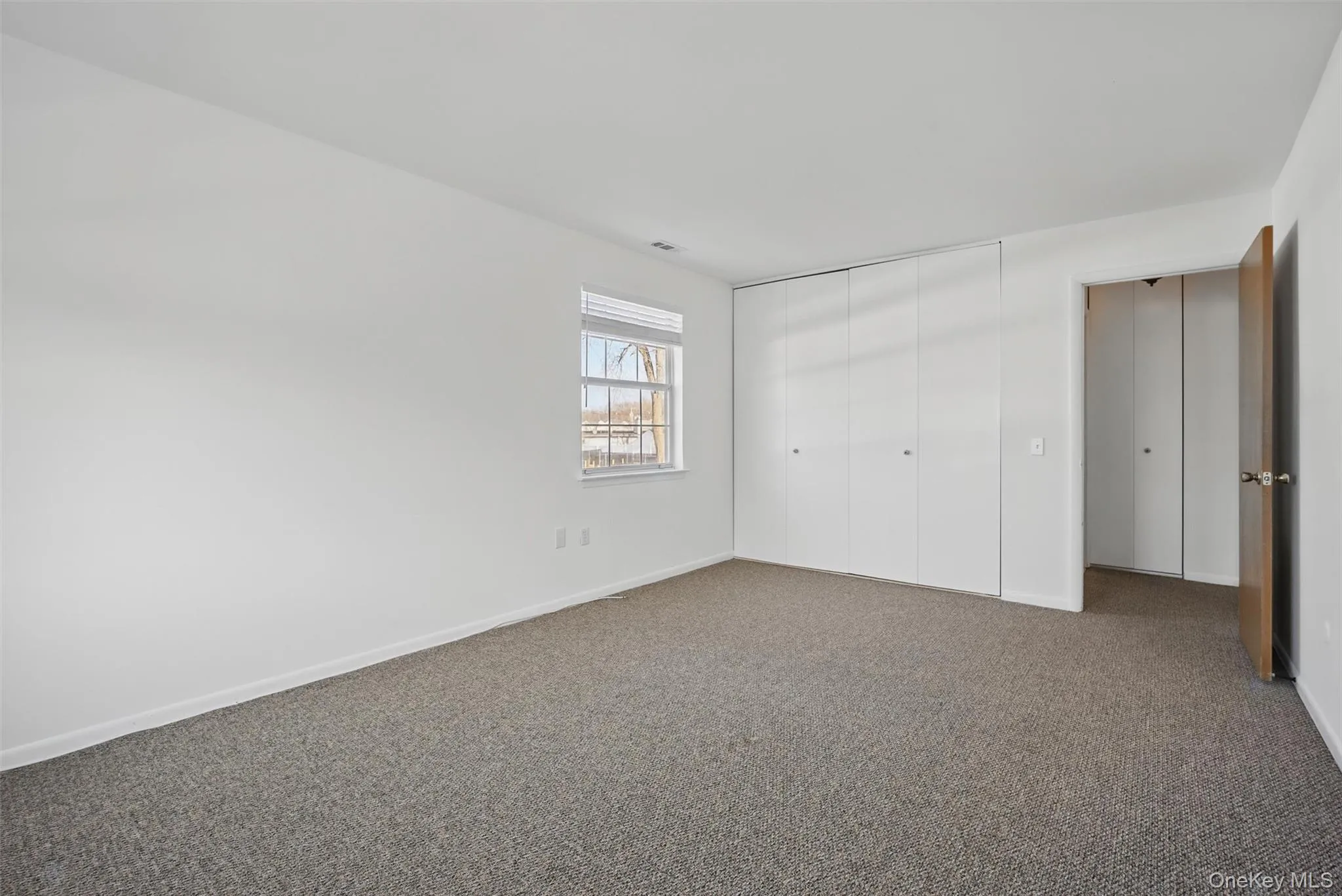 Unfurnished bedroom with carpet and a closet Unfurnished bedroom with carpet and a closet