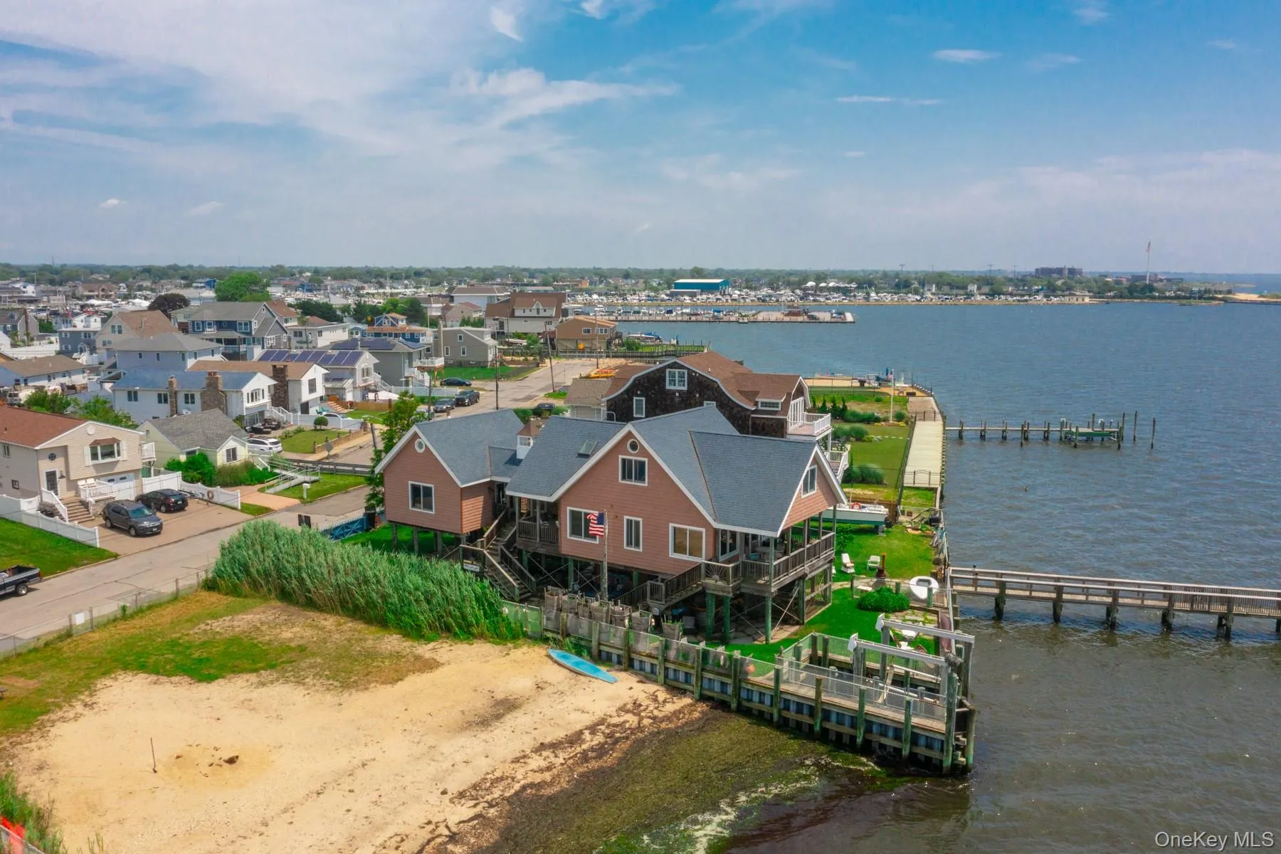 Drone / aerial view of a nearby body of water Drone / aerial view of a nearby body of water