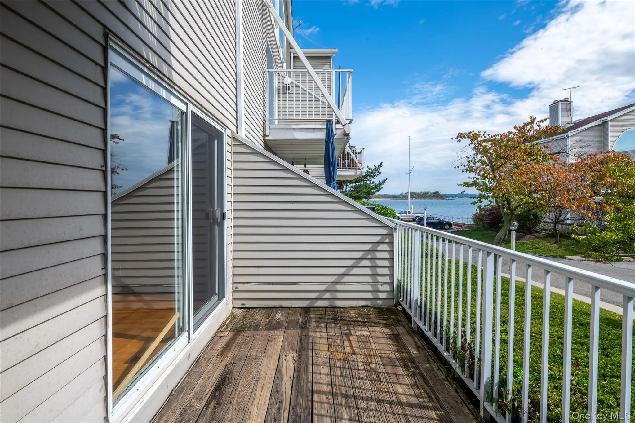 Deck with a water view off the living room Deck with a water view off the living room