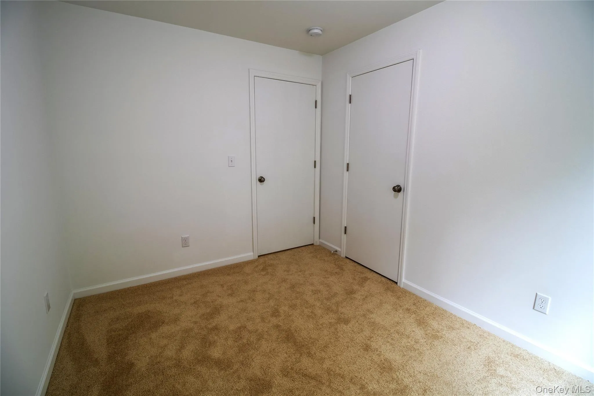 Carpeted empty room with baseboards Carpeted empty room with baseboards