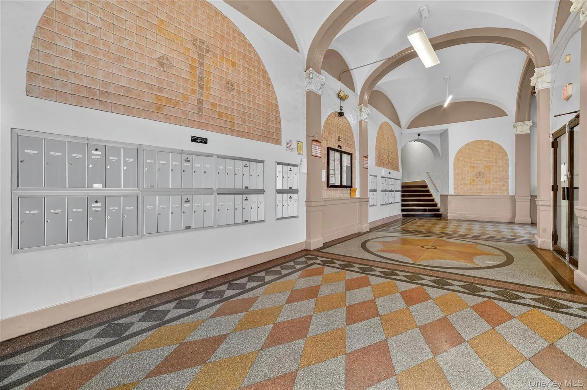 Community lobby with high vaulted ceiling Community lobby with high vaulted ceiling