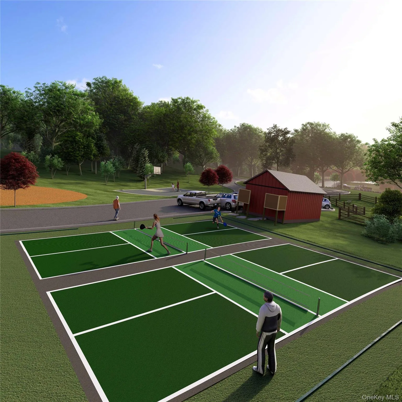 View of tennis court with an outbuilding and an outdoor structure View of tennis court with an outbuilding and an outdoor structure