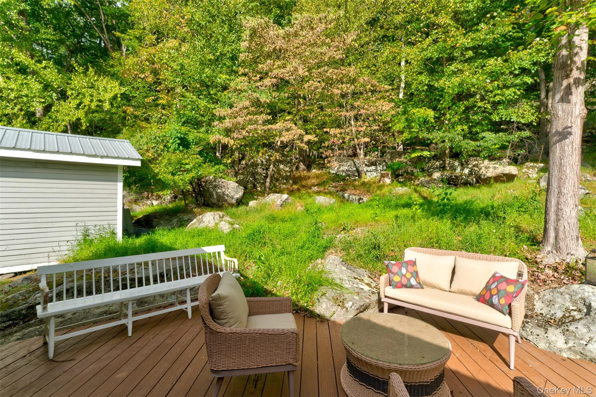 Wooden deck with outdoor lounge area Wooden deck with outdoor lounge area