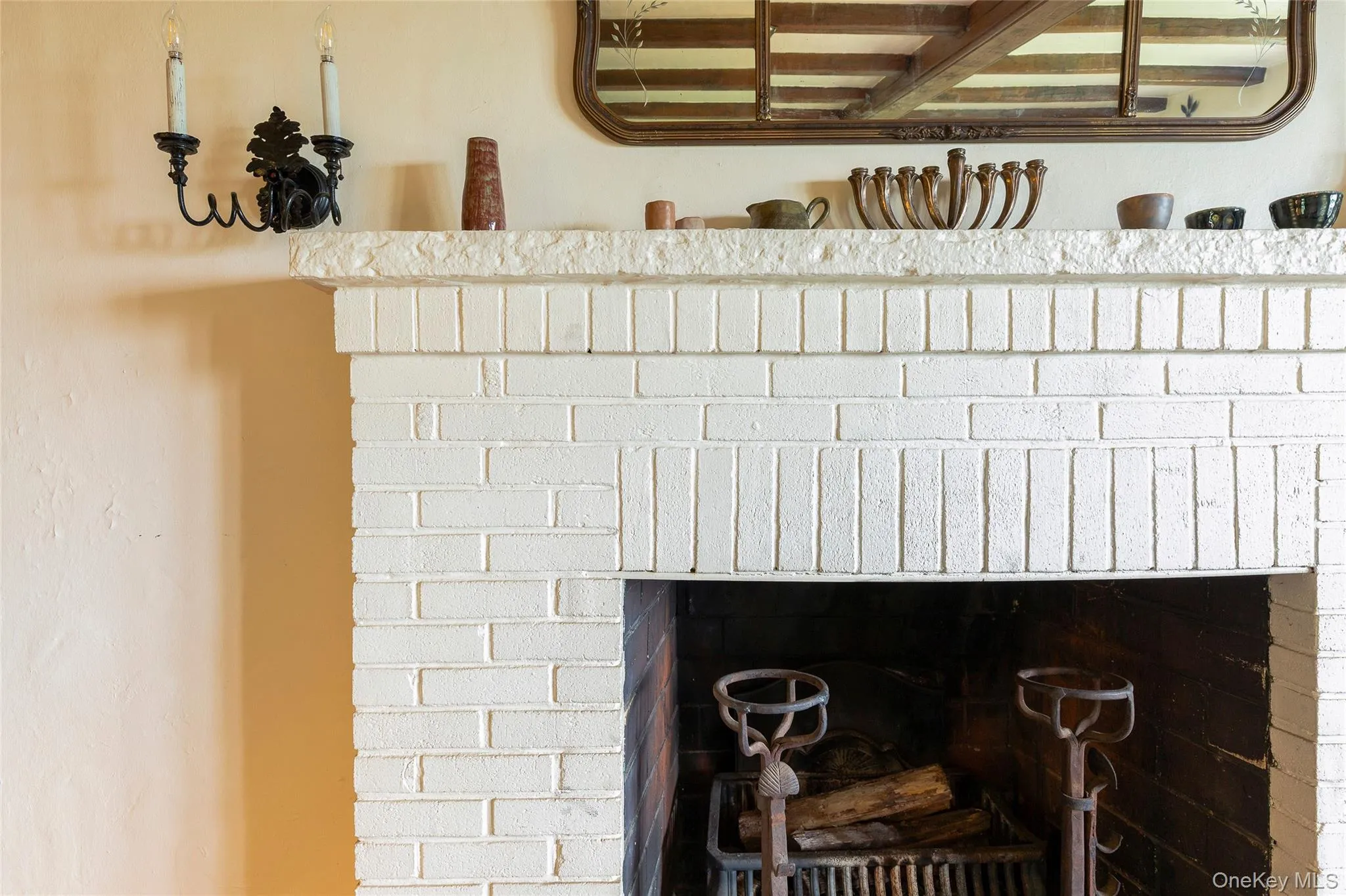 Detailed view of a fireplace Detailed view of a fireplace