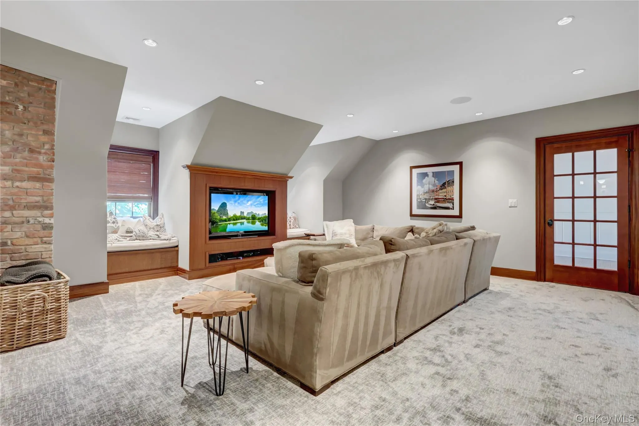 Home theater featuring recessed lighting and baseboards Home theater featuring recessed lighting and baseboards