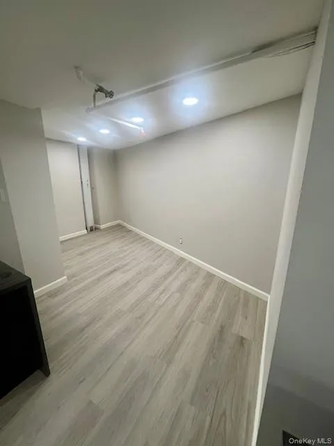 Finished below grade area with light wood-style floors Finished below grade area with light wood-style floors