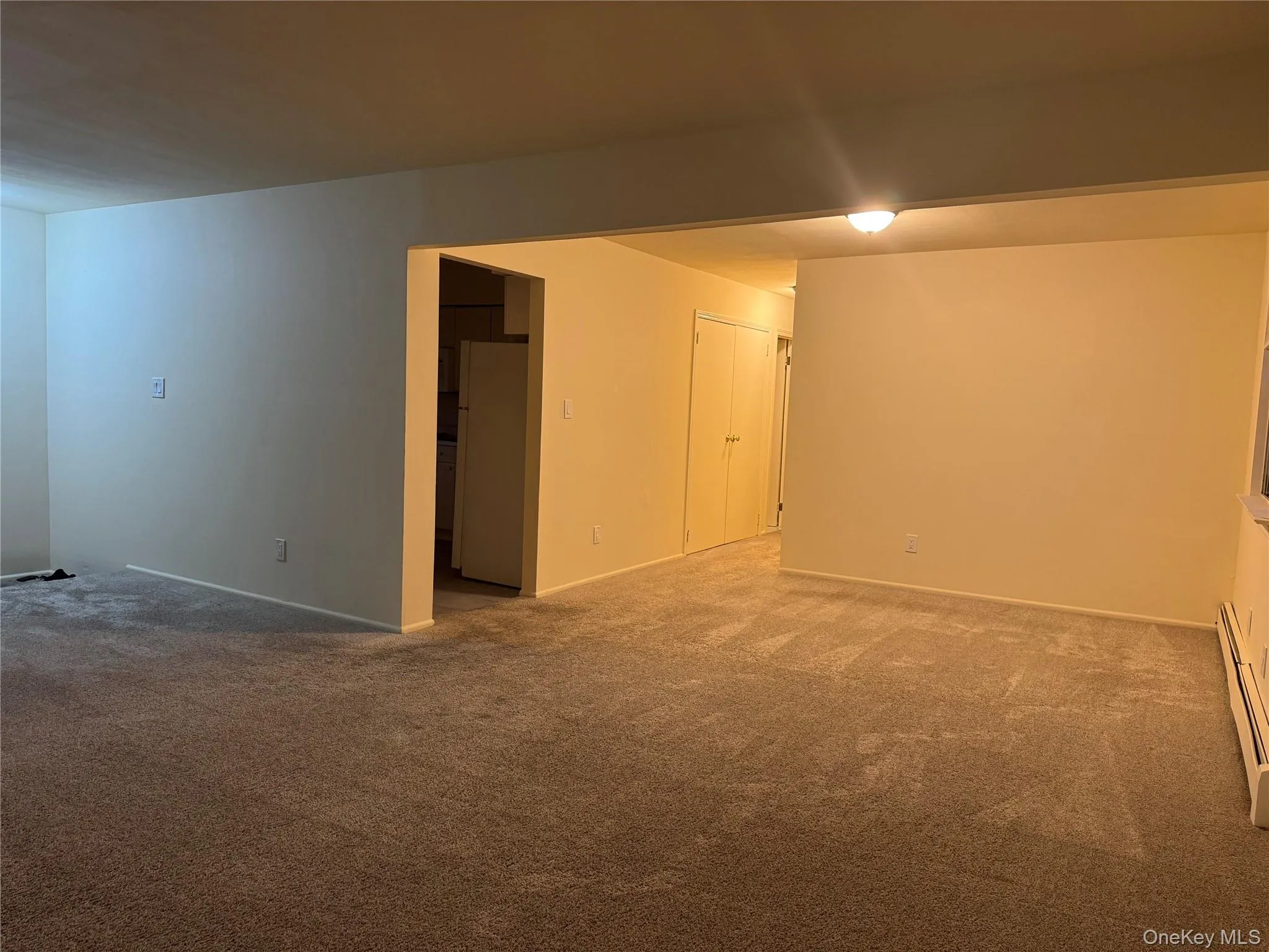 Unfurnished room with carpet flooring and a baseboard heating unit Unfurnished room with carpet flooring and a baseboard heating unit