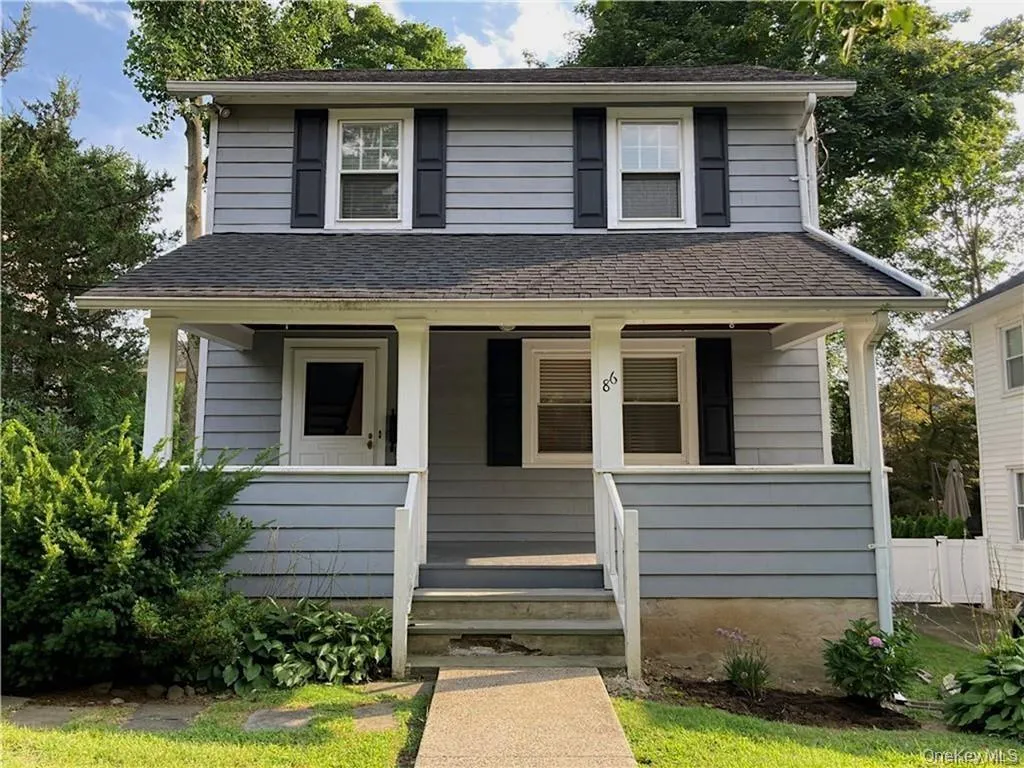 View of front of home with a porch and a shingled roof View of front of home with a porch and a shingled roof