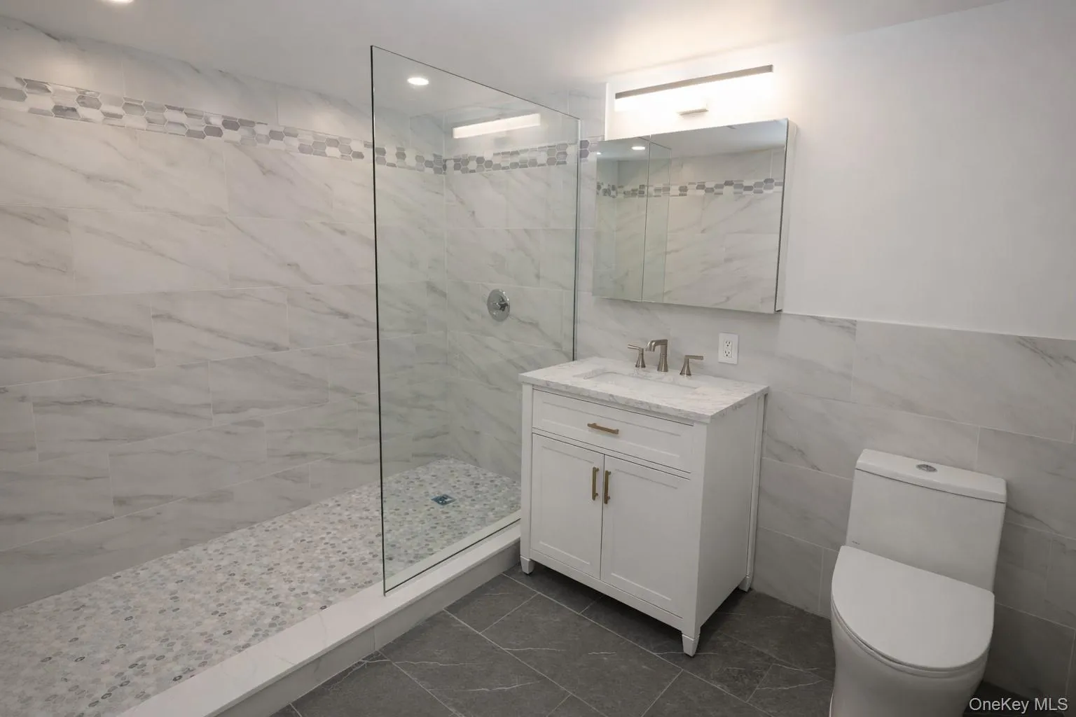 Large Full Basement Bathroom with Large Standup Shower and Custom Glass Large Full Basement Bathroom with Large Standup Shower and Custom Glass