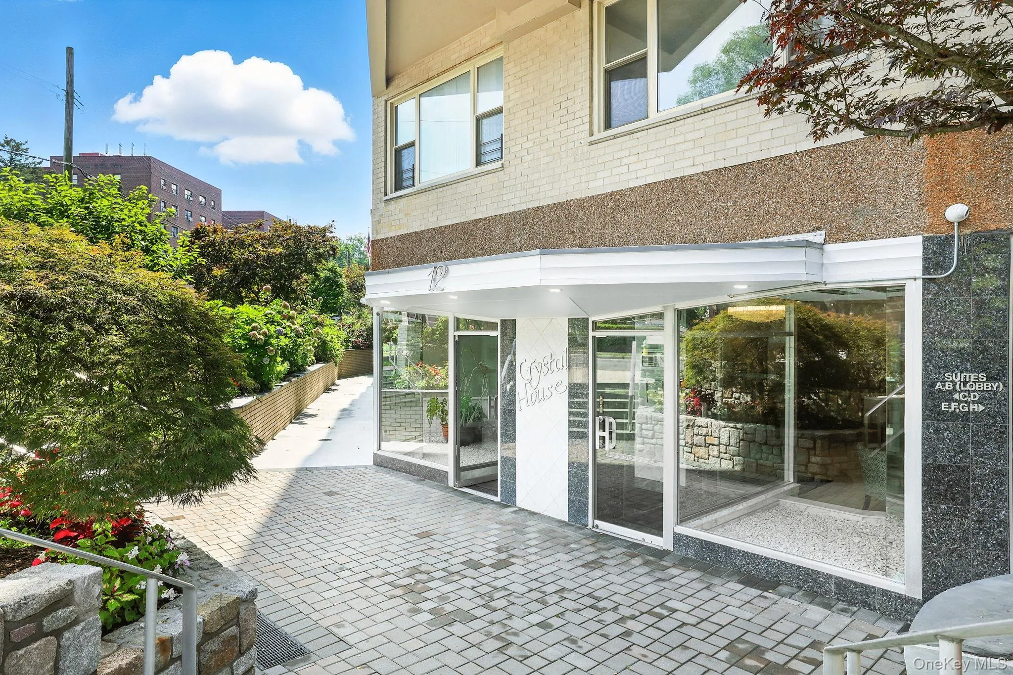 Entrance to building with brick siding Entrance to building with brick siding