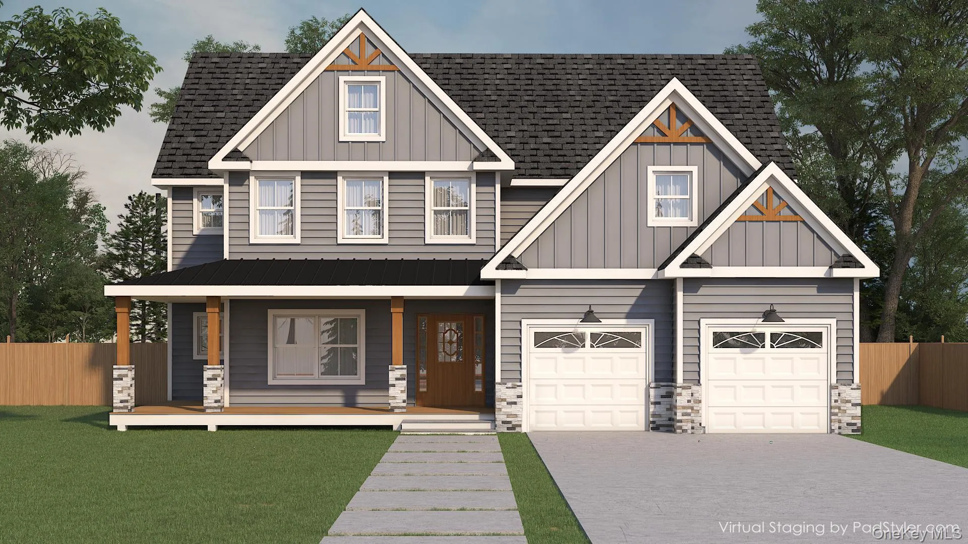 Rendering illustrating front-entry garage configuration. Final design, elevation and available options may be customized. Rendering illustrating front-entry garage configuration. Final design, elevation and available options may be customized.