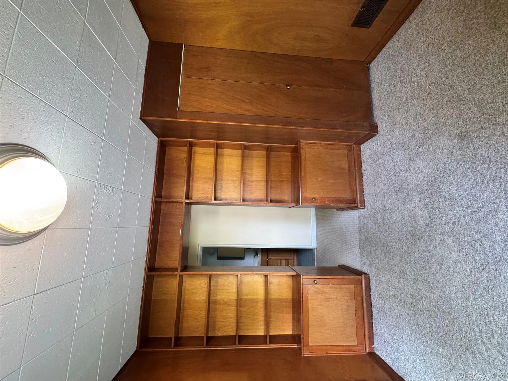 Unfurnished living room featuring light colored carpet and built in features Unfurnished living room featuring light colored carpet and built in features