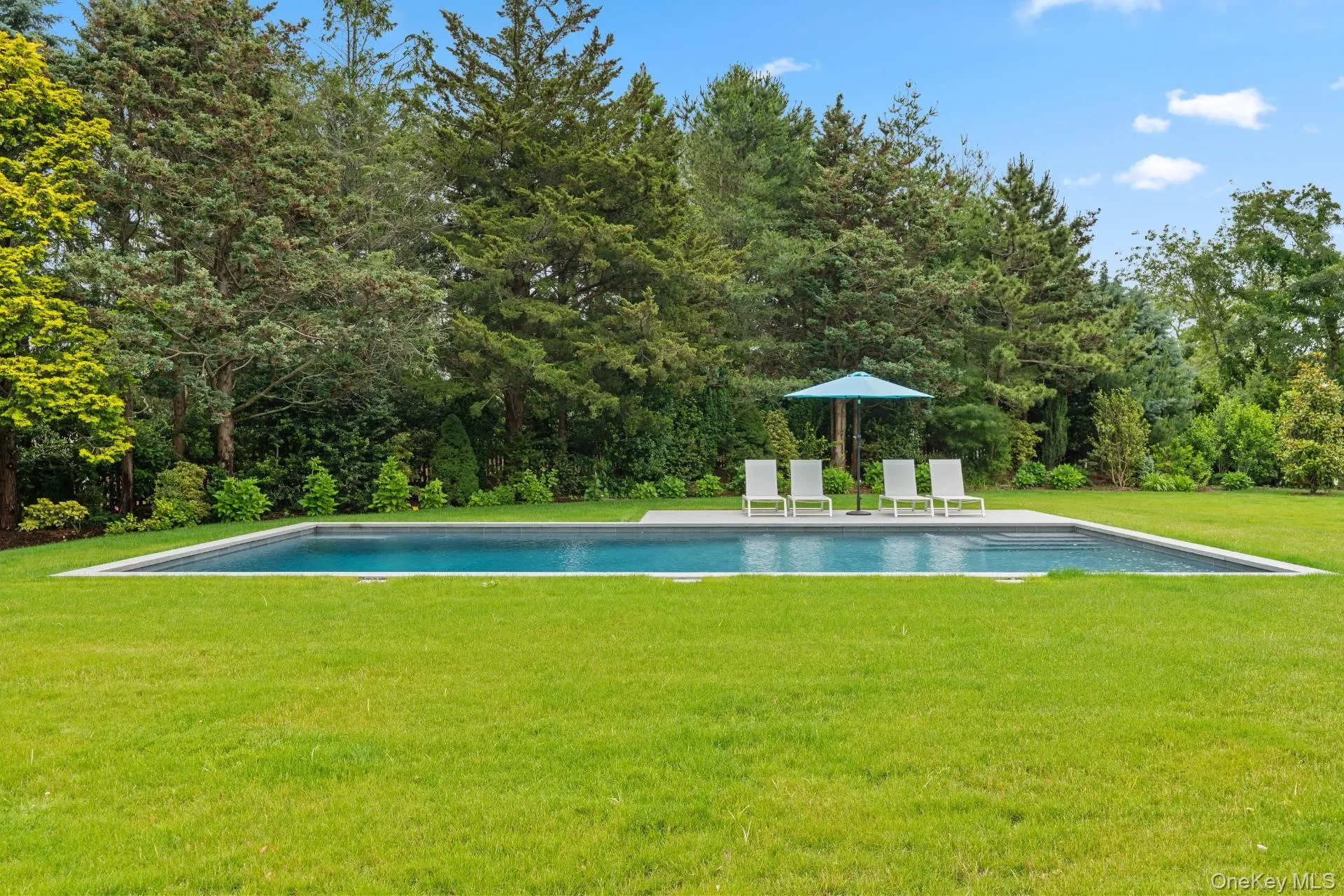 Outdoor pool with a yard and a patio Outdoor pool with a yard and a patio
