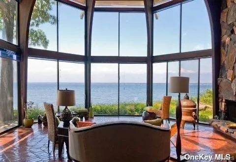 Living Room with wall of winows. Living Room with wall of winows.