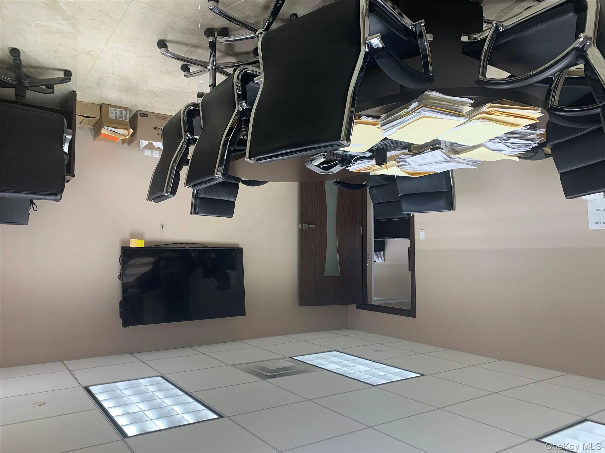 Office space with a drop ceiling Office space with a drop ceiling