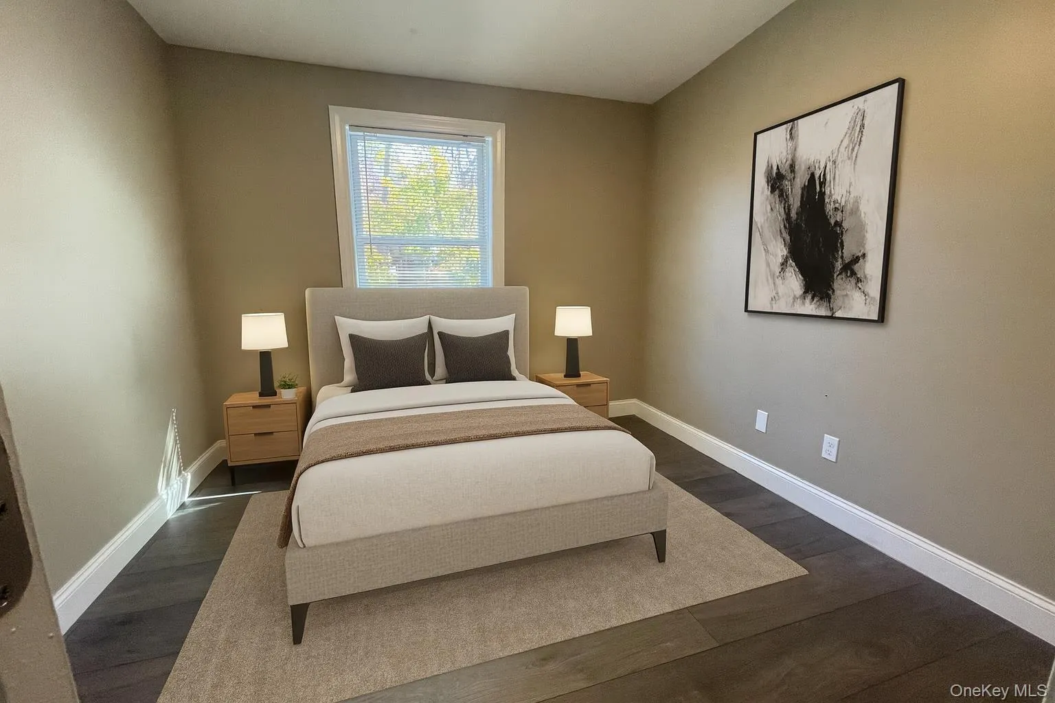 Bedroom with baseboards and dark wood-type flooring Bedroom with baseboards and dark wood-type flooring