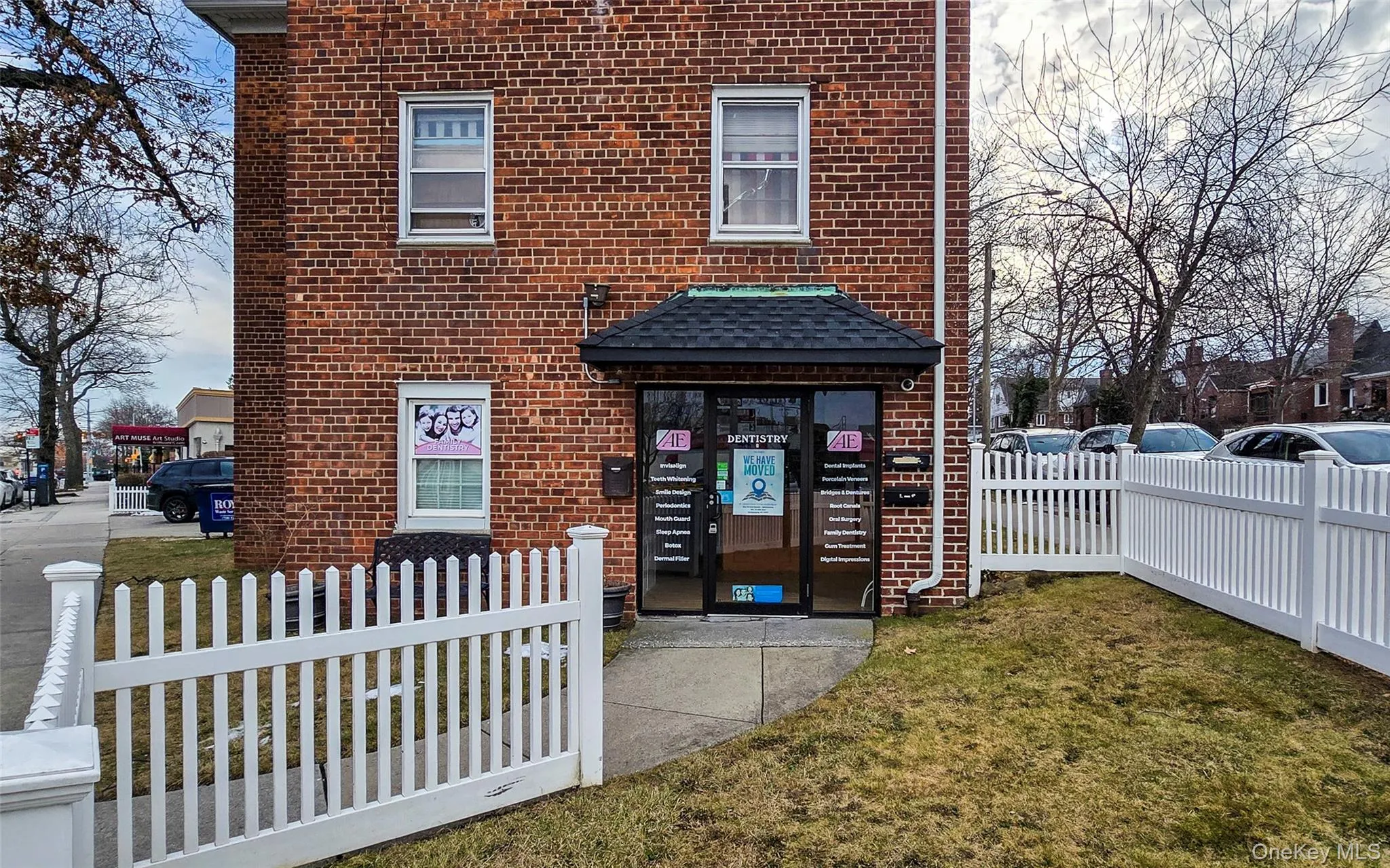 Property entrance with brick siding Property entrance with brick siding