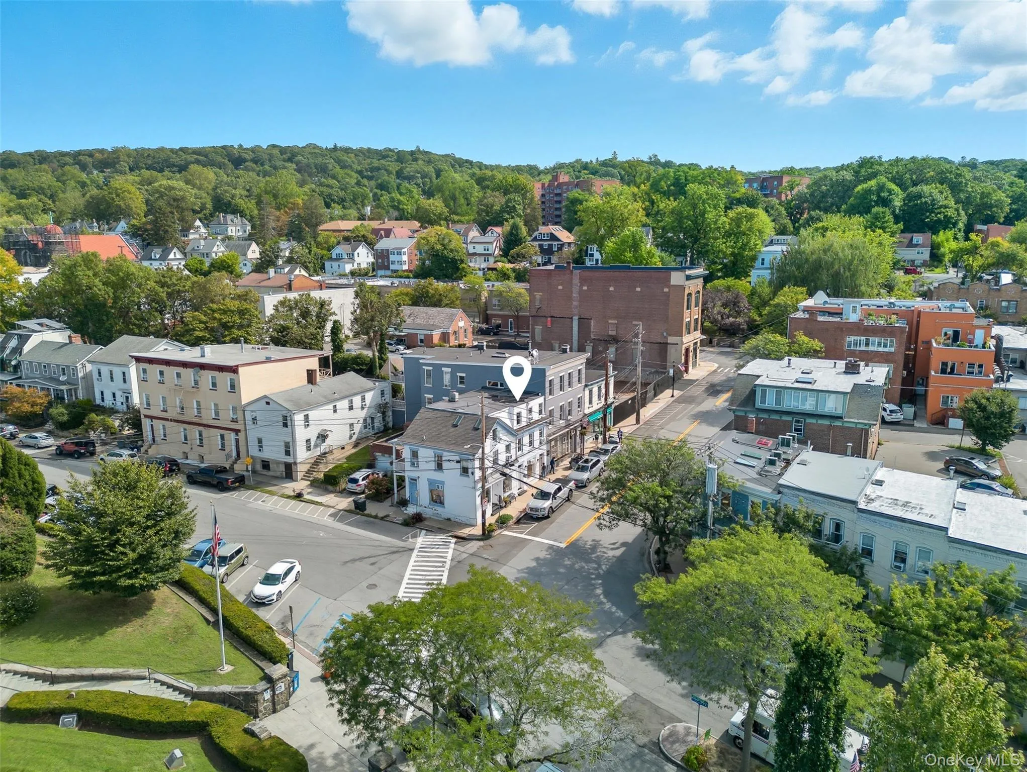 Aerial perspective of suburban area Aerial perspective of suburban area