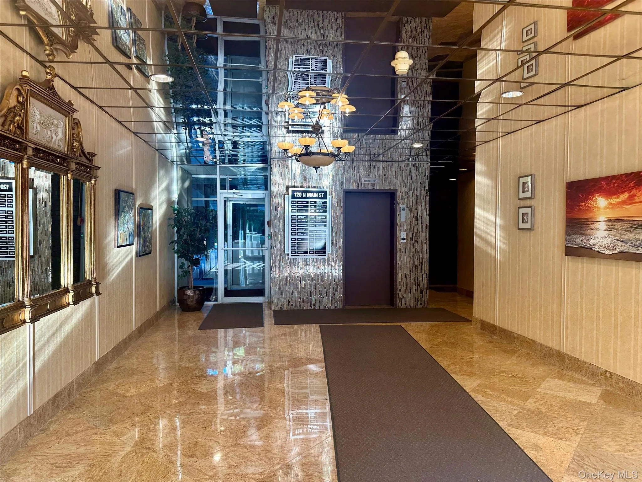 Lobby with a towering ceiling Lobby with a towering ceiling