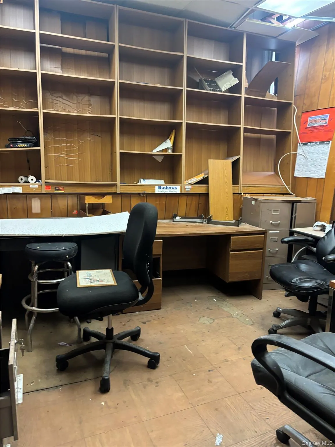 Office area with wood walls Office area with wood walls