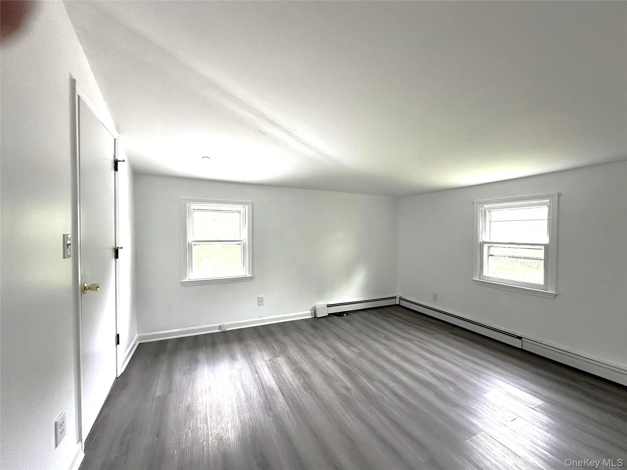 Spare room featuring dark wood finished floors, plenty of natural light, and a baseboard radiator Spare room featuring dark wood finished floors, plenty of natural light, and a baseboard radiator