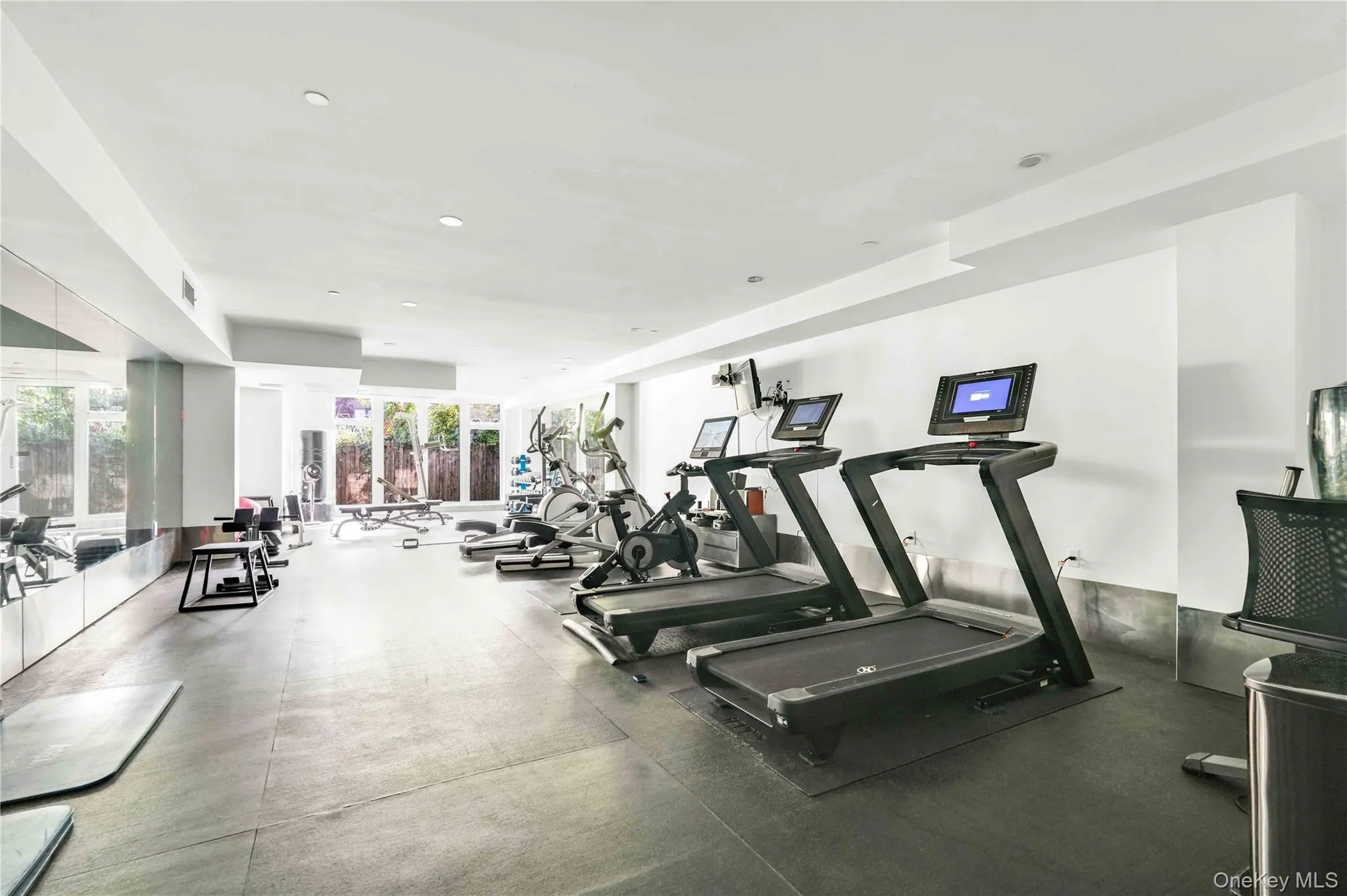Exercise room featuring recessed lighting Exercise room featuring recessed lighting