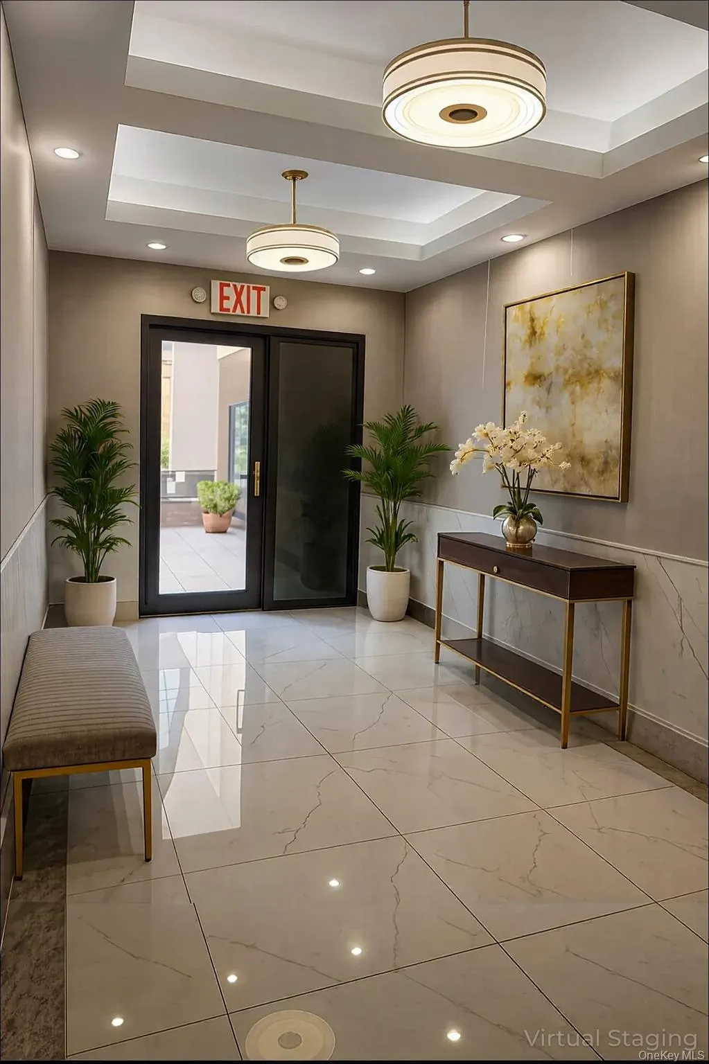 Community lobby with recessed lighting Community lobby with recessed lighting