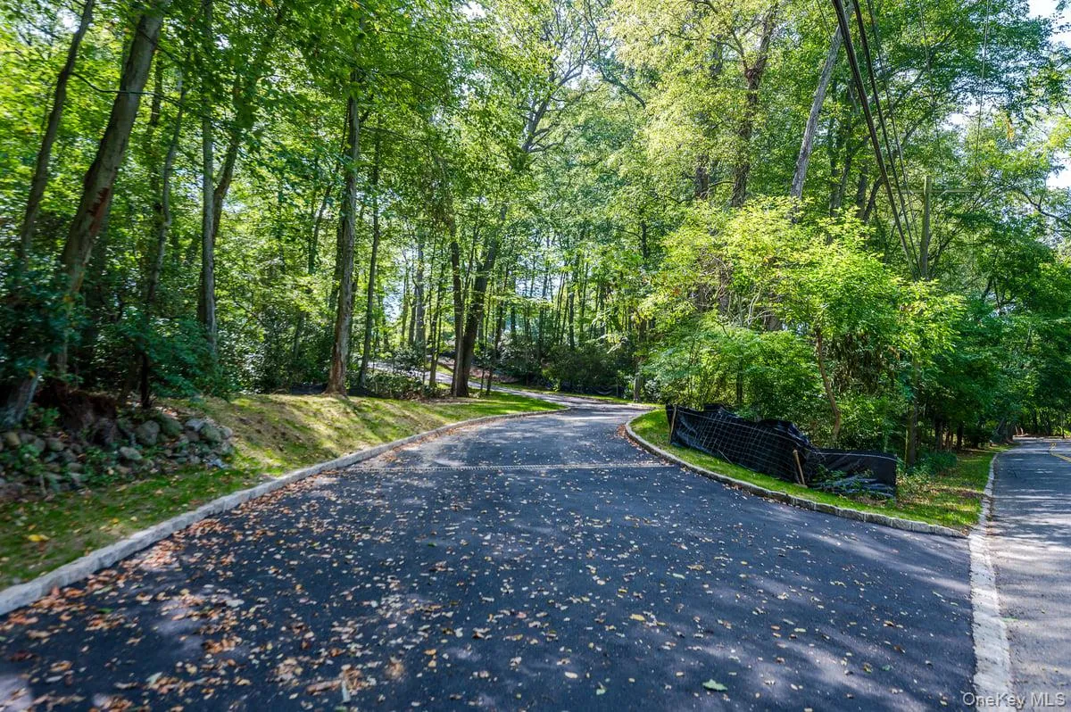 View of asphalt road with curbs View of asphalt road with curbs