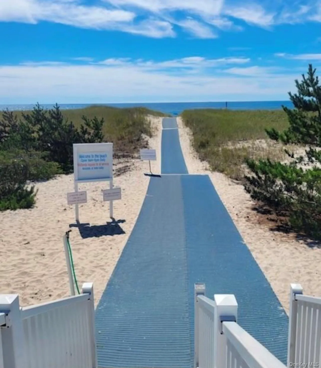 Carpeted wall to lifeguarded ocean beach, umbrellas and chairs. Carpeted wall to lifeguarded ocean beach, umbrellas and chairs.
