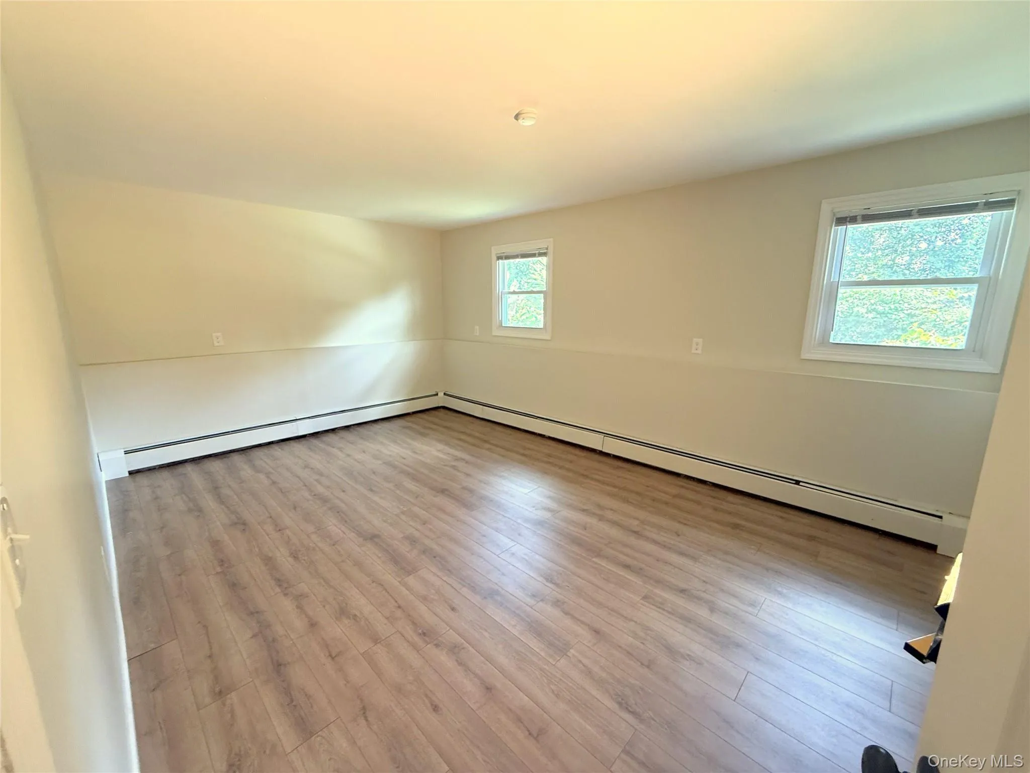 Spare room featuring light wood-style flooring and a baseboard radiator Spare room featuring light wood-style flooring and a baseboard radiator