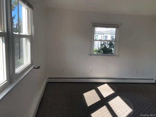 Carpeted spare room featuring baseboard heating Carpeted spare room featuring baseboard heating