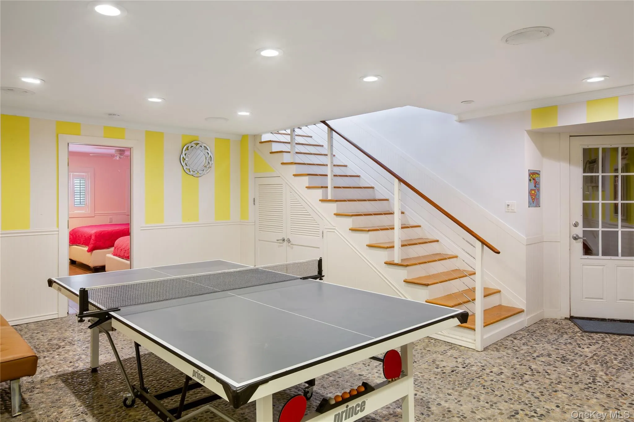 Playroom with recessed lighting and wainscoting Playroom with recessed lighting and wainscoting