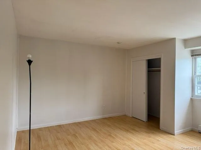 Unfurnished bedroom featuring light wood finished floors and a closet Unfurnished bedroom featuring light wood finished floors and a closet