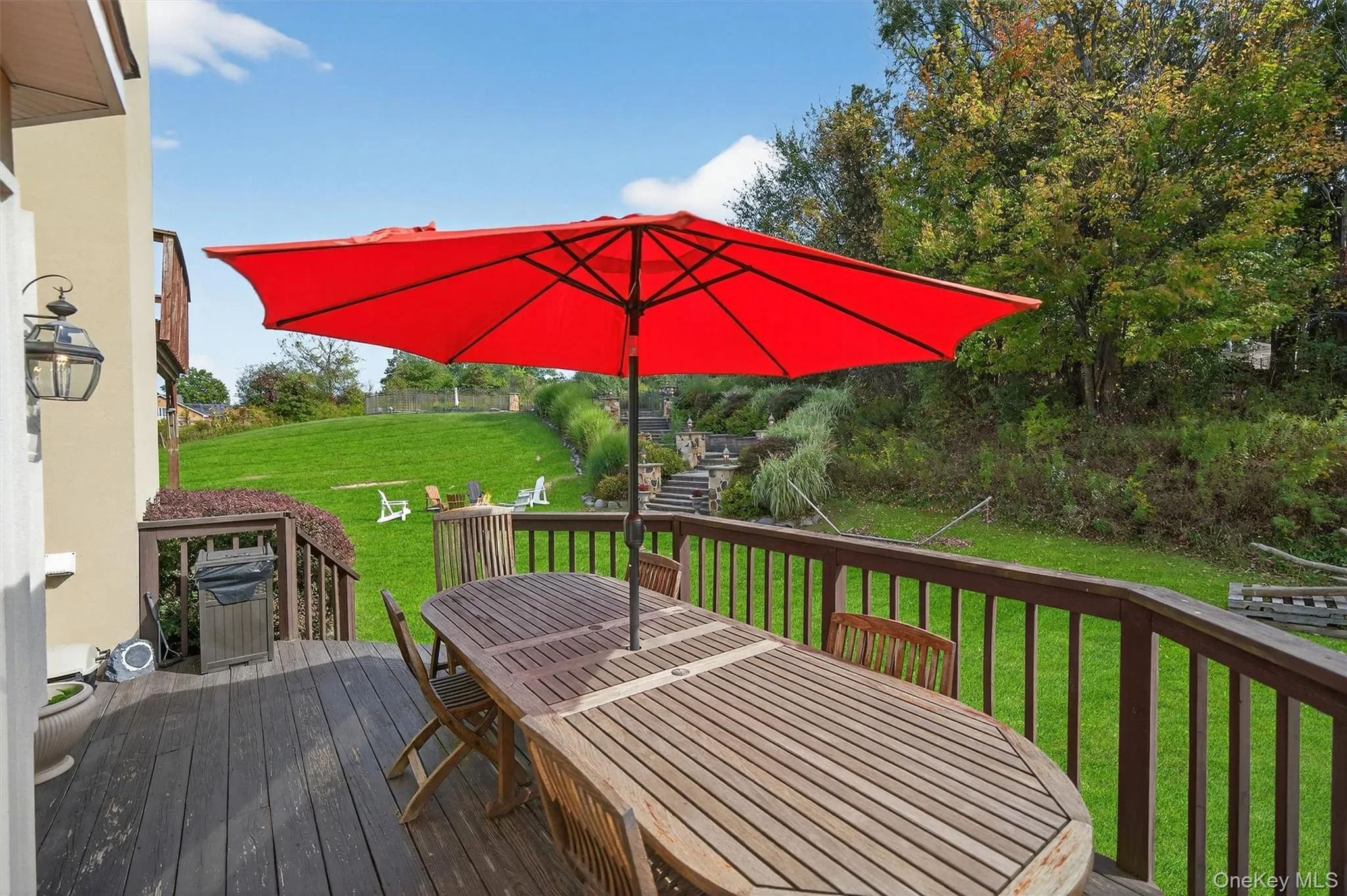Backyard deck off the kitchen. Backyard deck off the kitchen.