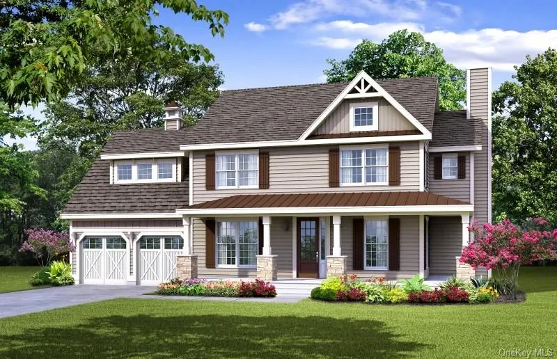 Craftsman house with a porch, a front lawn, a chimney, driveway, and board and batten siding Craftsman house with a porch, a front lawn, a chimney, driveway, and board and batten siding