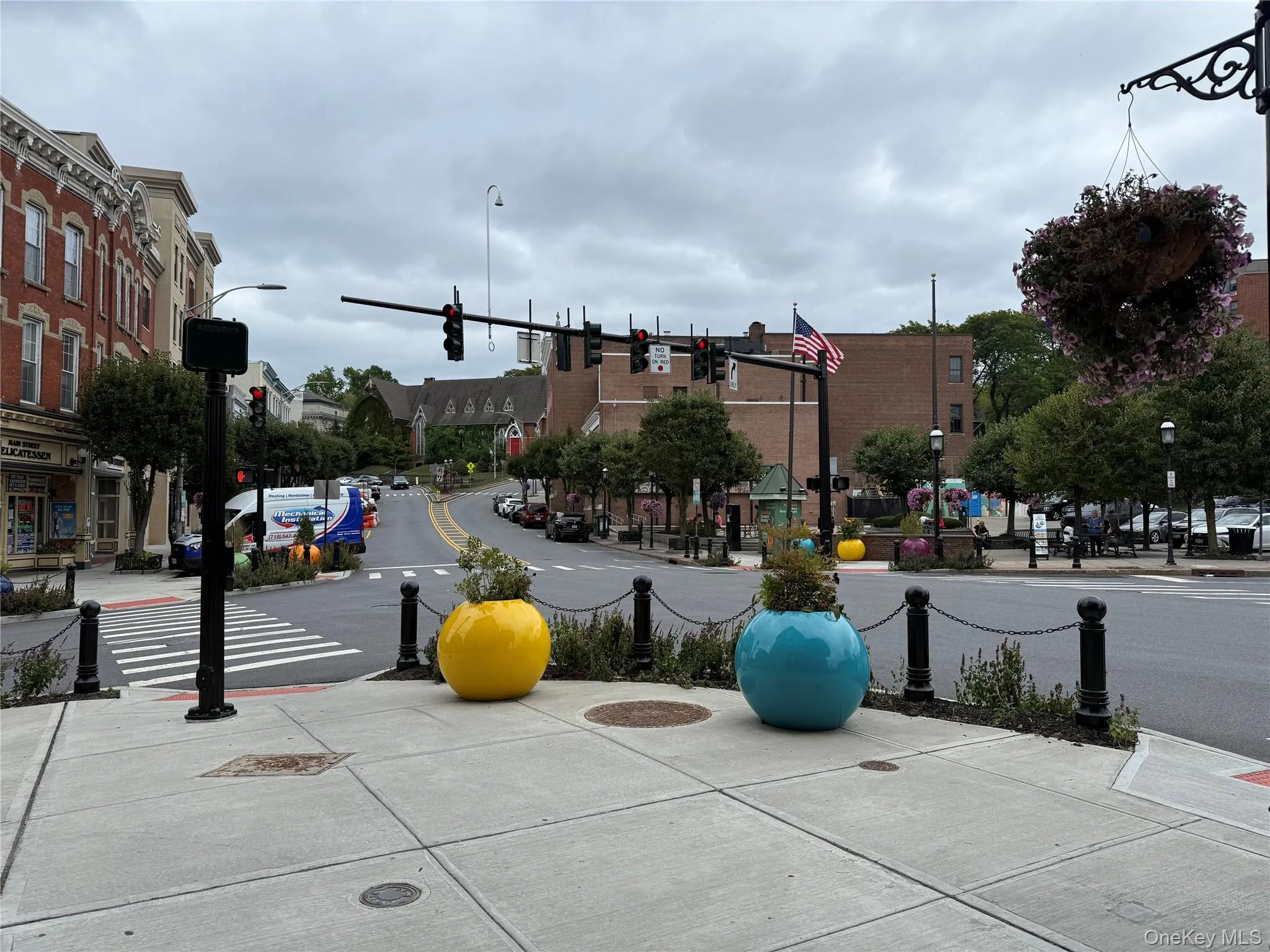 Looking up Main Street in Ossining to the square where the Farmer\'s Market happens each weekend Looking up Main Street in Ossining to the square where the Farmer\'s Market happens each weekend