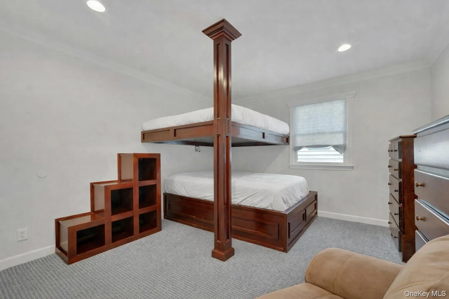 Third bedroom showing the built in bunk bed and recessed lighting Third bedroom showing the built in bunk bed and recessed lighting