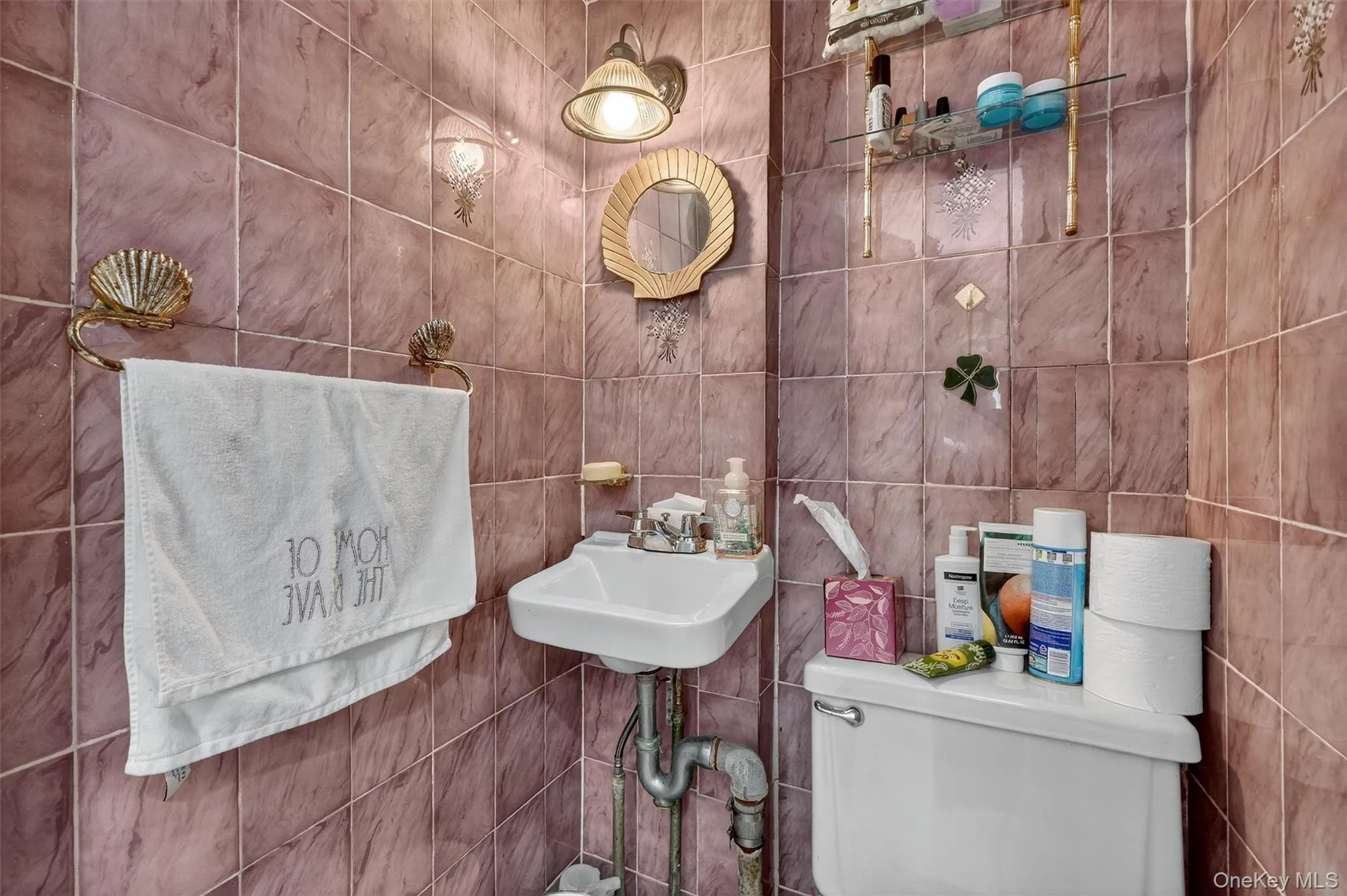 Half bath with tile walls Half bath with tile walls