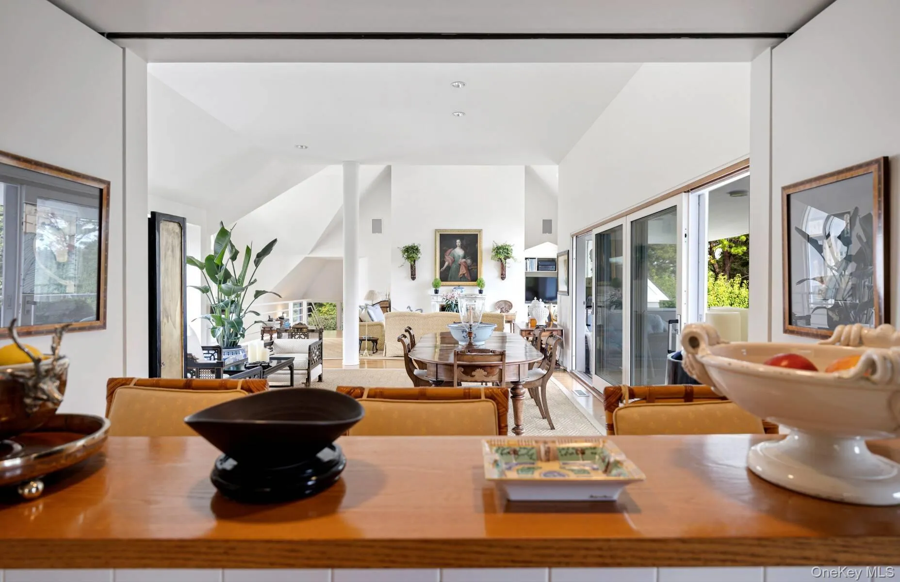 Living room with high vaulted ceiling Living room with high vaulted ceiling