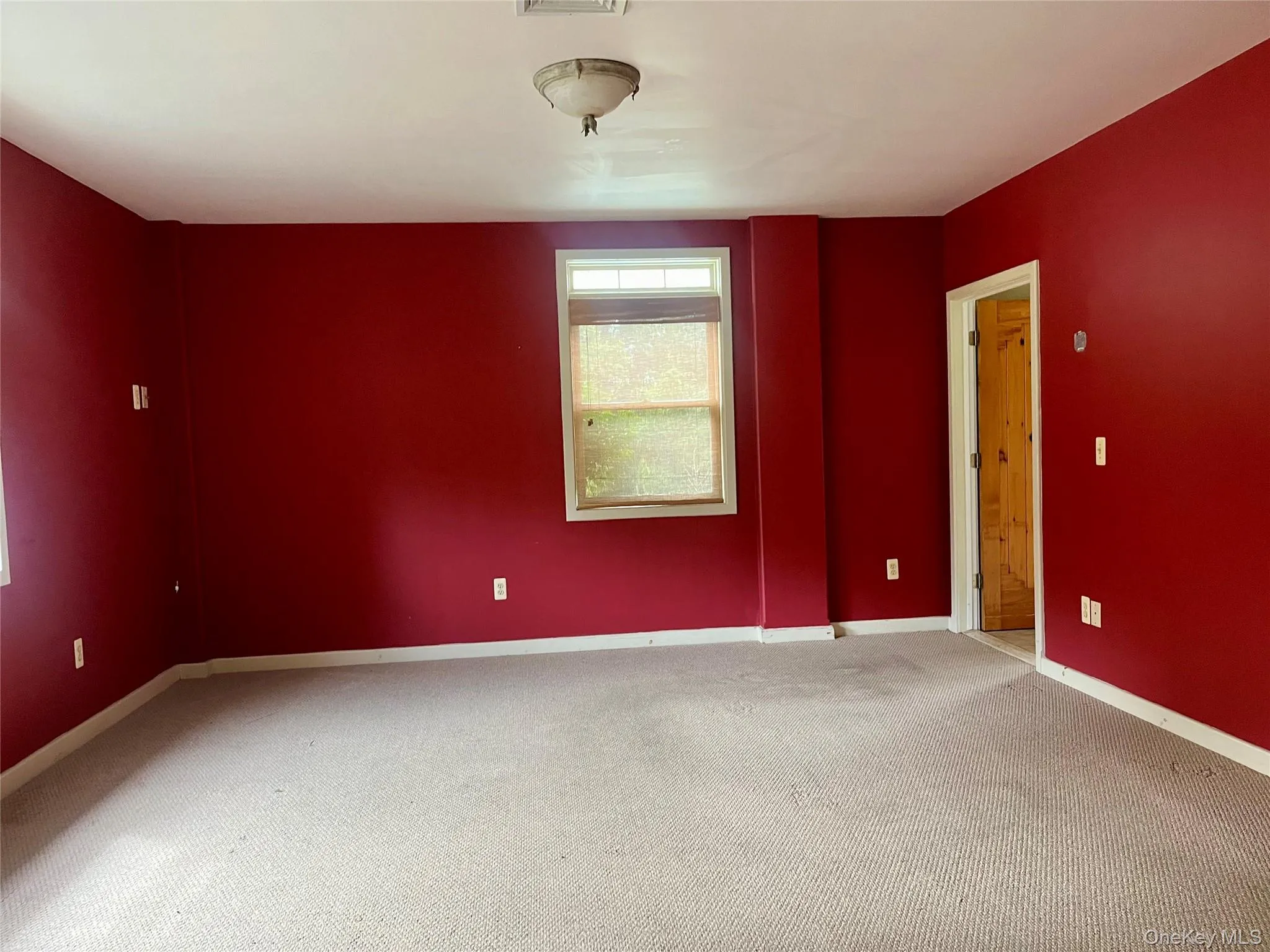 Carpeted empty room with baseboards Carpeted empty room with baseboards