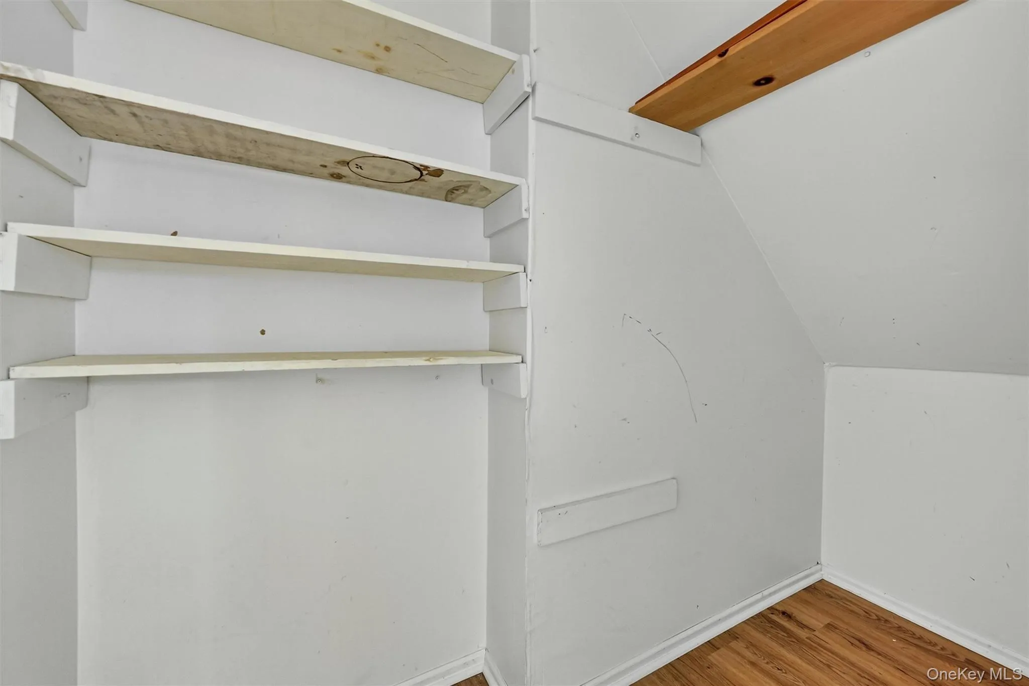 Walk in closet featuring wood finished floors Walk in closet featuring wood finished floors