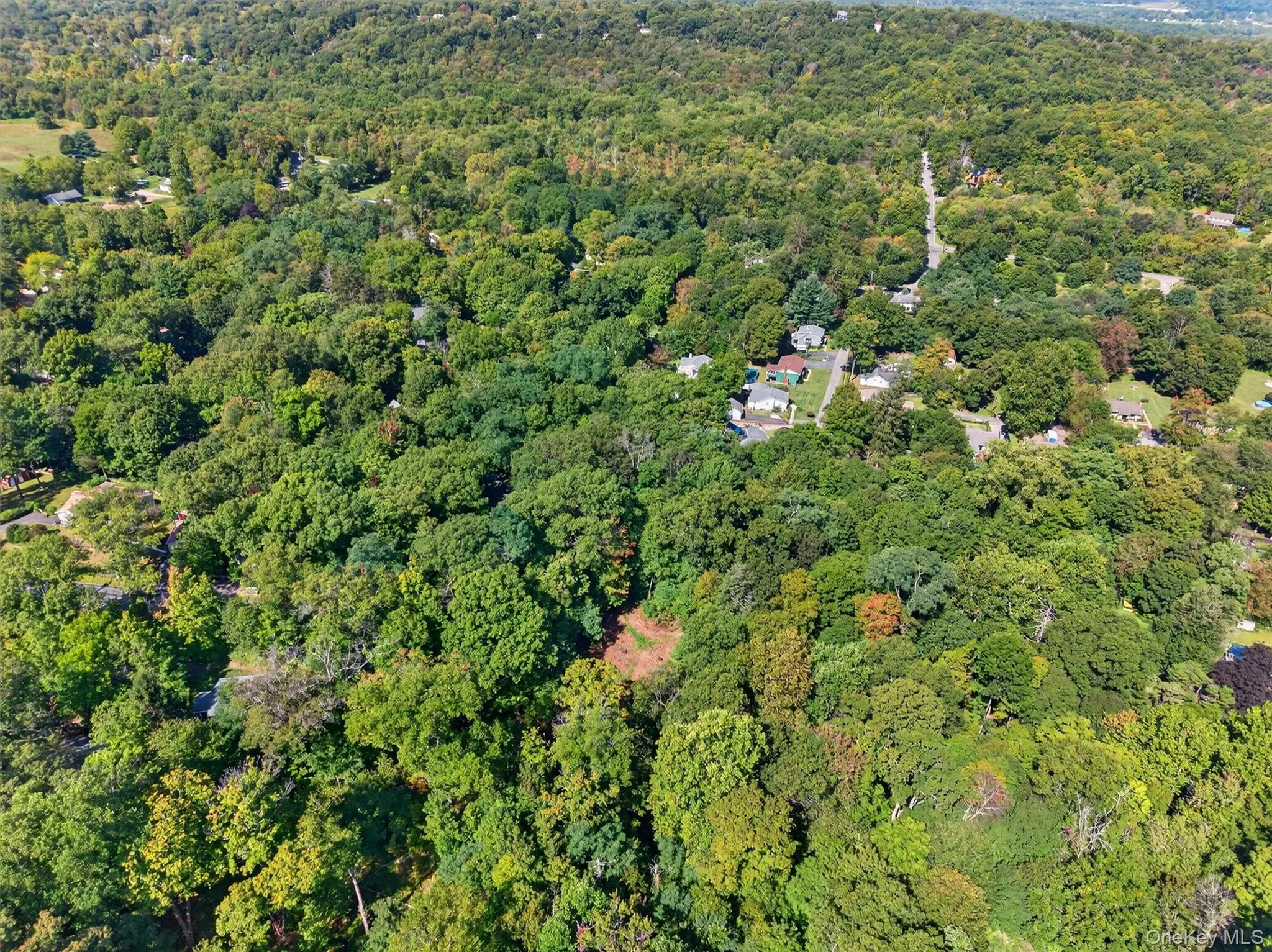 Aerial view of property and surrounding area with a forest Aerial view of property and surrounding area with a forest