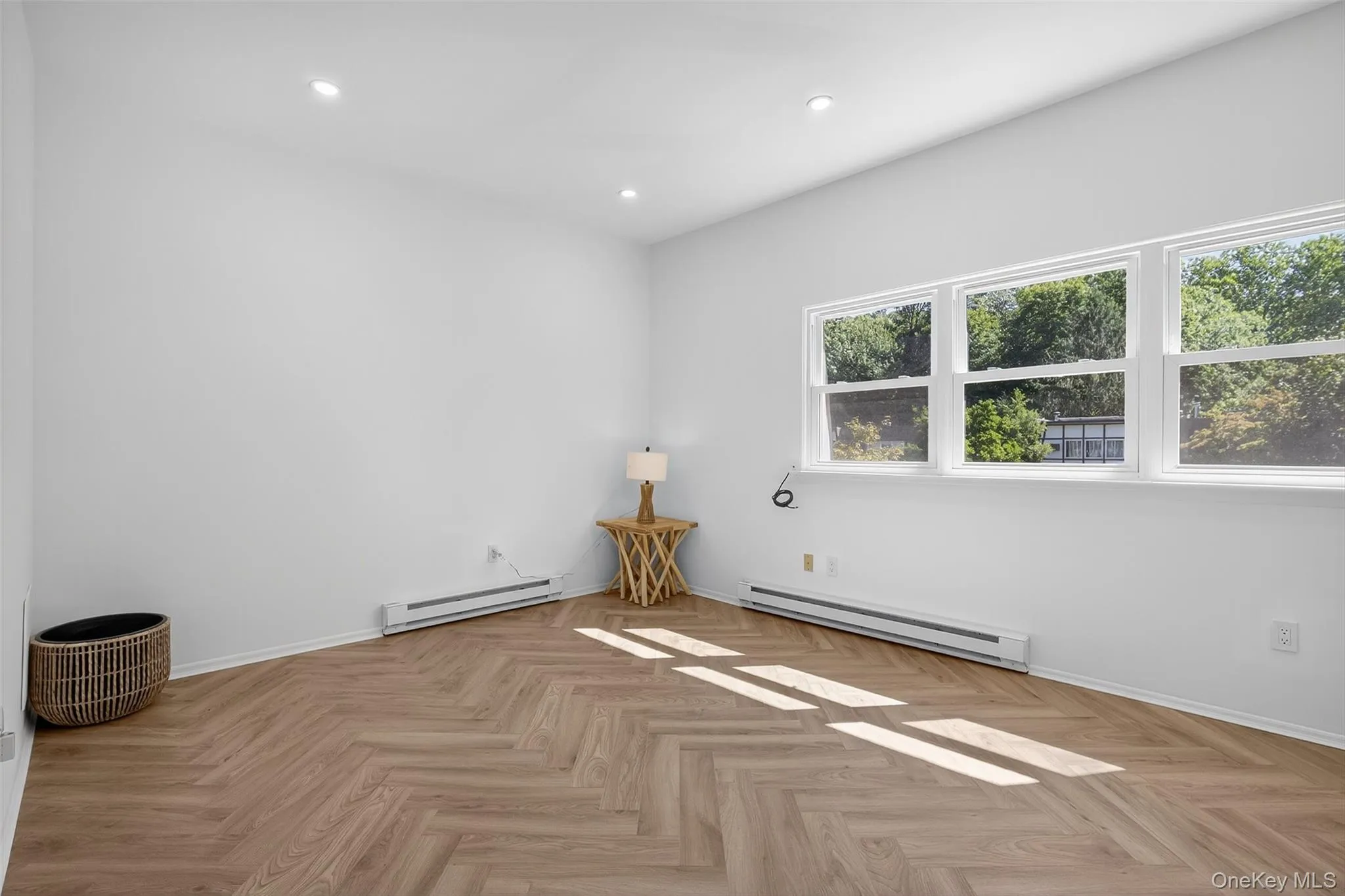 Spare room with a baseboard heating unit and recessed lighting Spare room with a baseboard heating unit and recessed lighting
