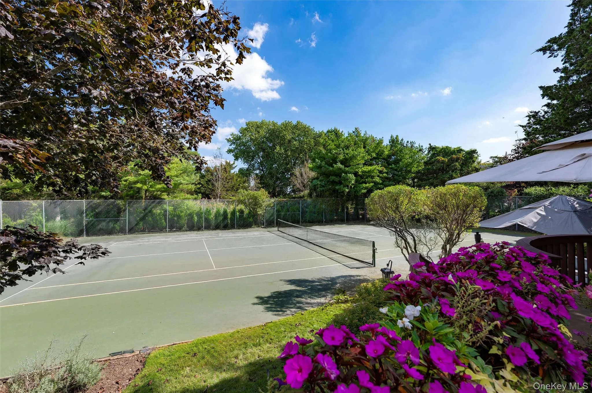 View of tennis court View of tennis court