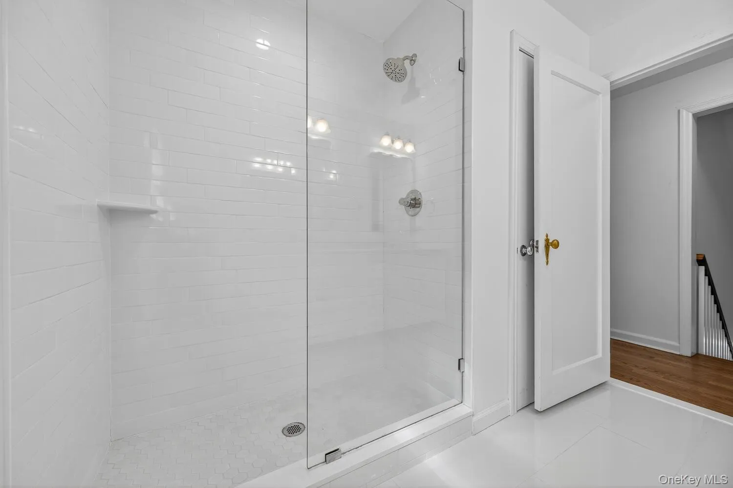 Second Floor Full bath with tile-patterned flooring and a shower stall Second Floor Full bath with tile-patterned flooring and a shower stall