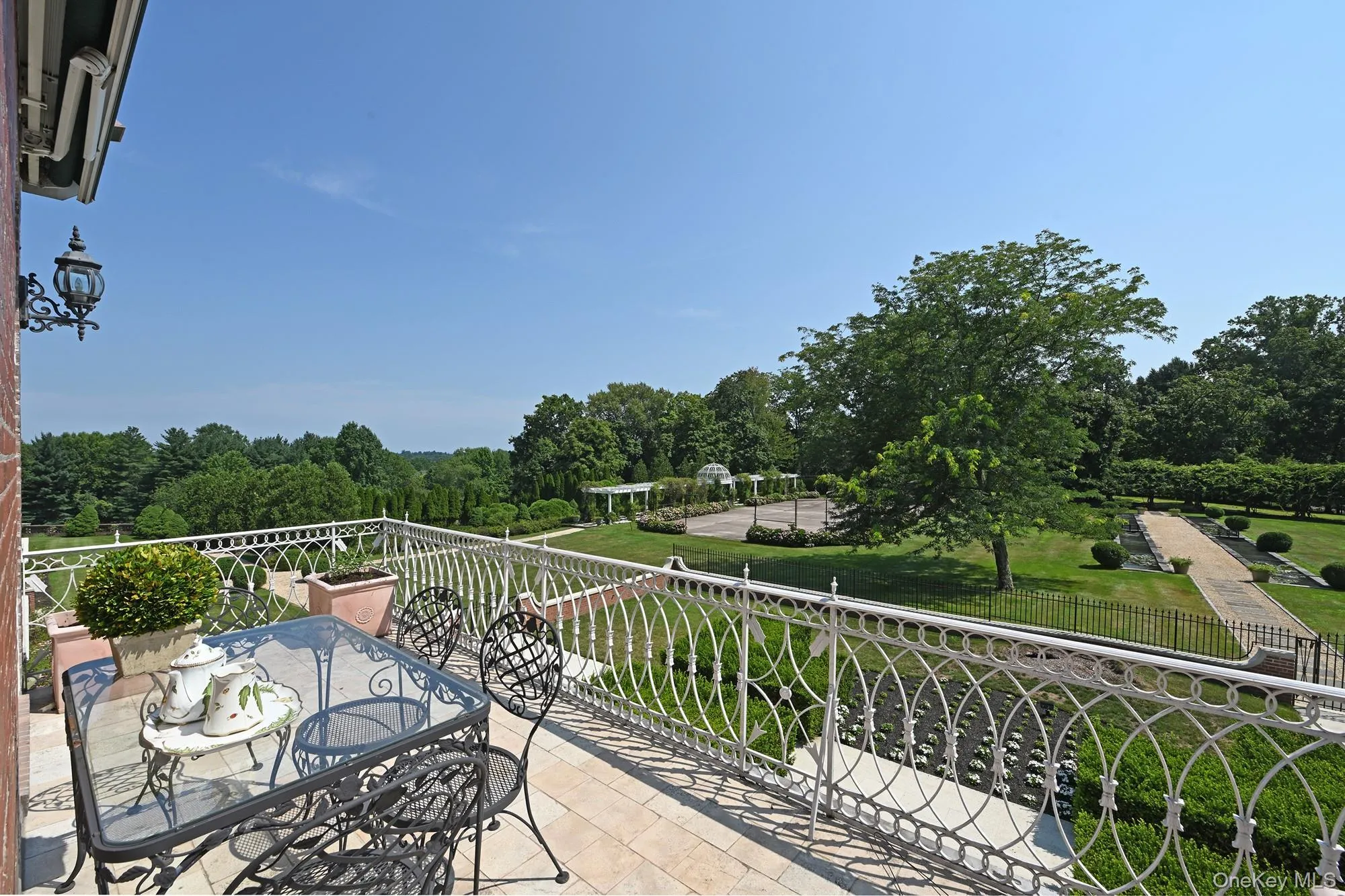 Balcony with outdoor dining area Balcony with outdoor dining area