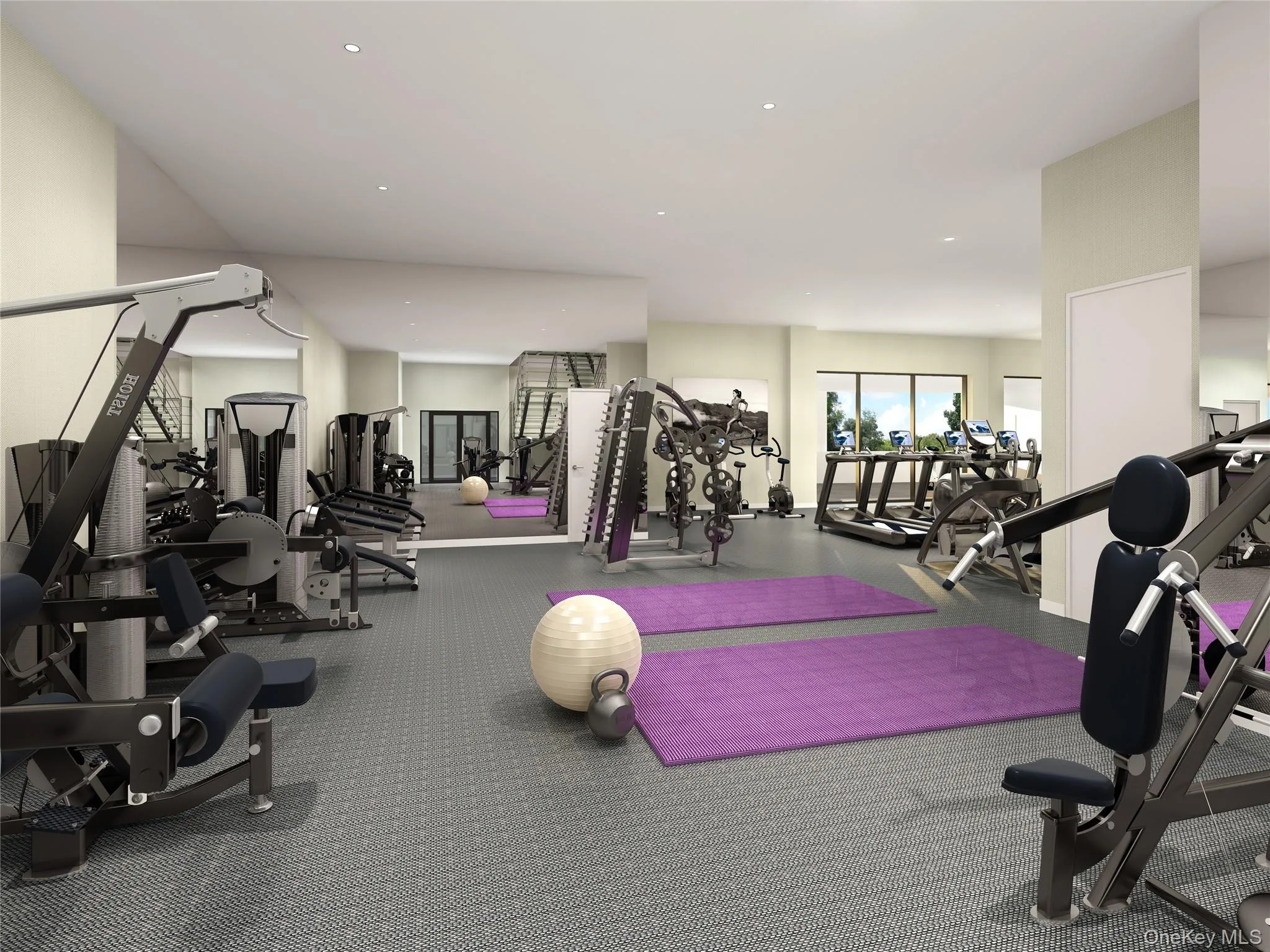Workout area featuring recessed lighting Workout area featuring recessed lighting